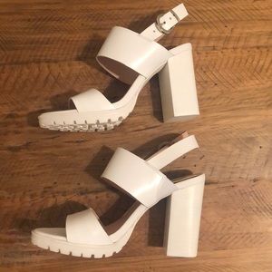 Steve Madden white heel sandals